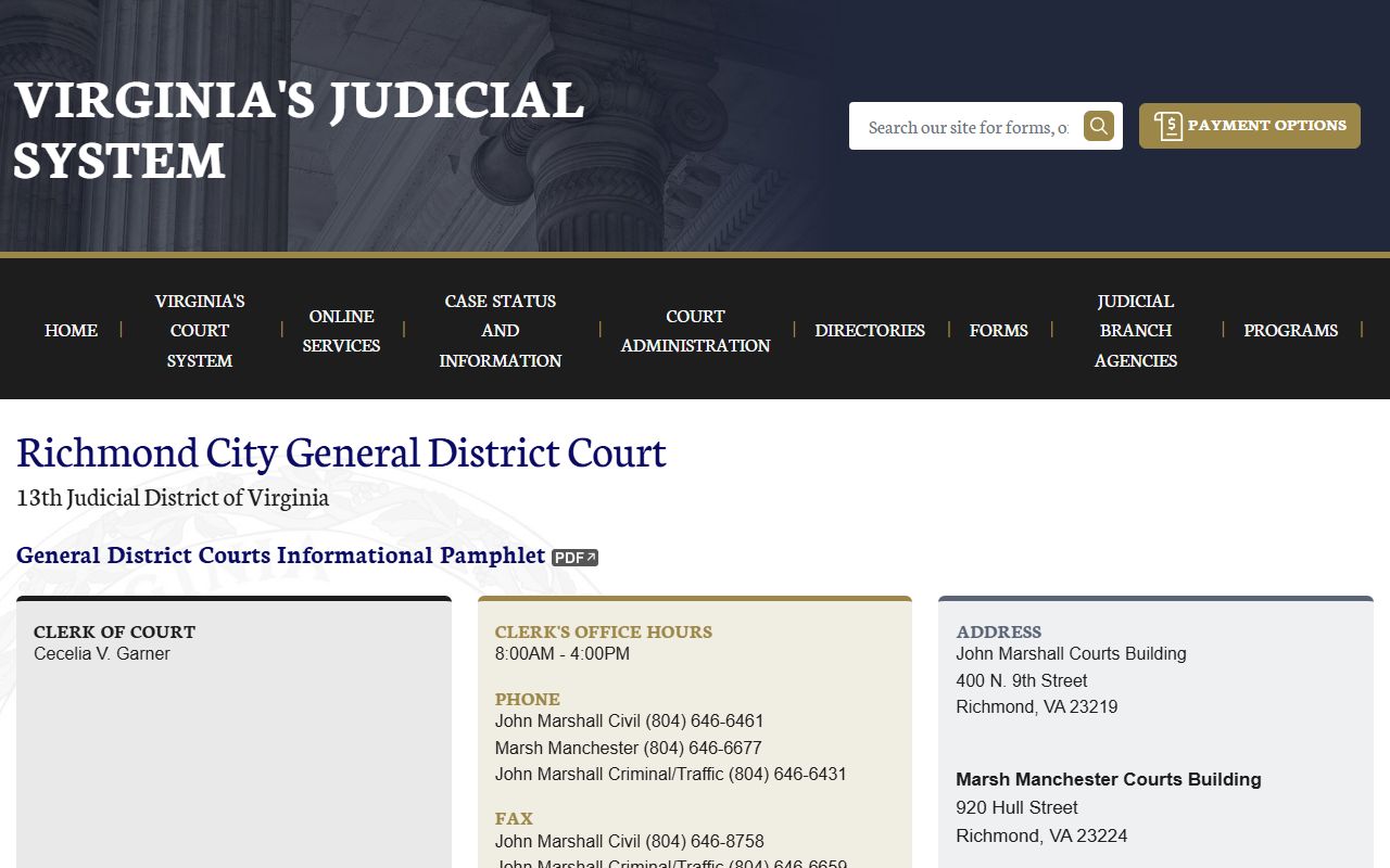 Richmond City General District Court docket records