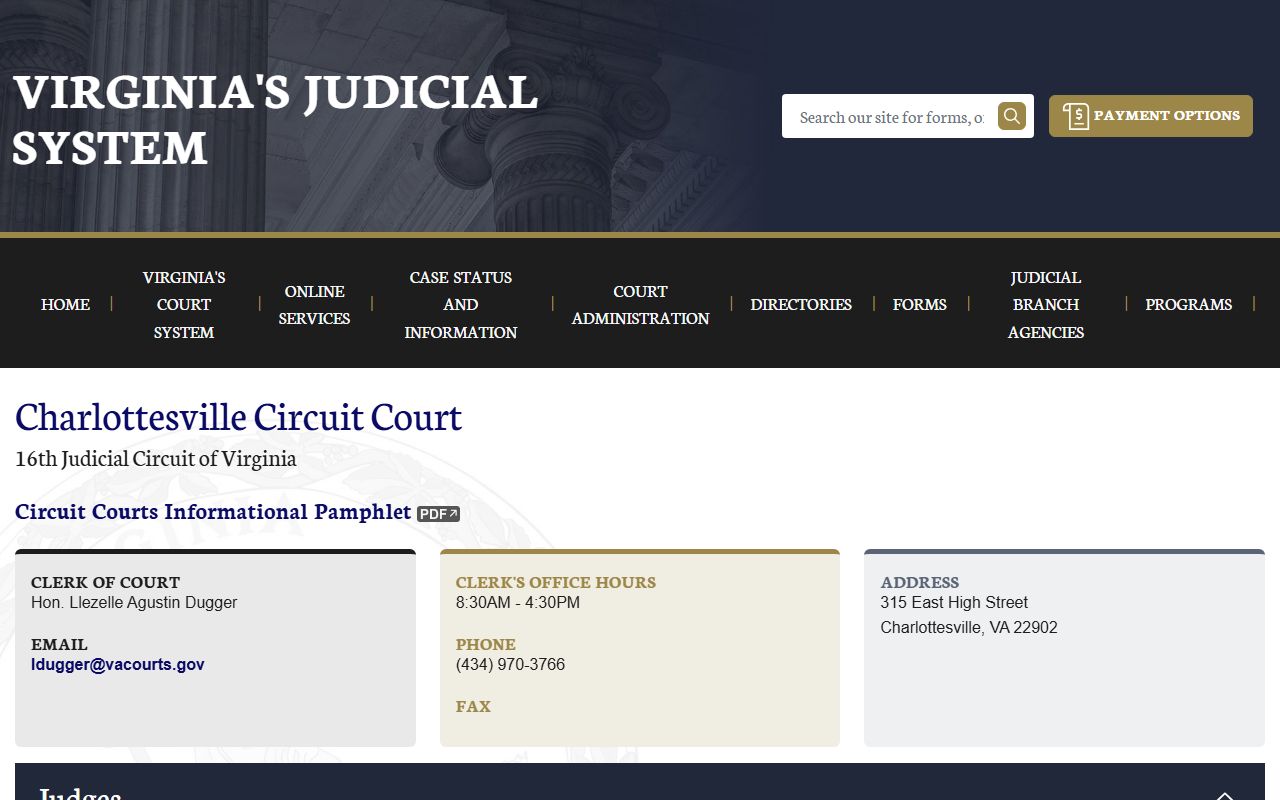 Charlottesville Circuit Court docket records portal