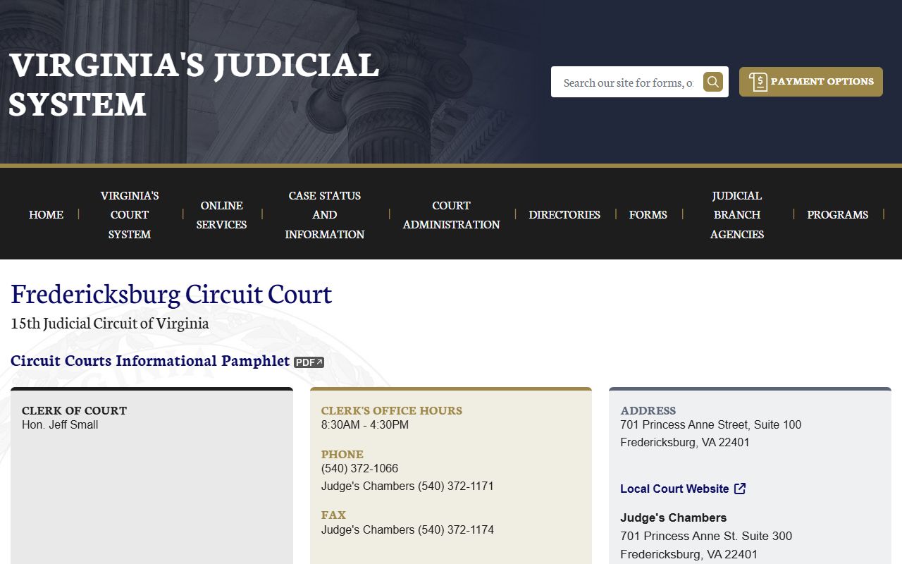 Fredericksburg Circuit Court docket records portal