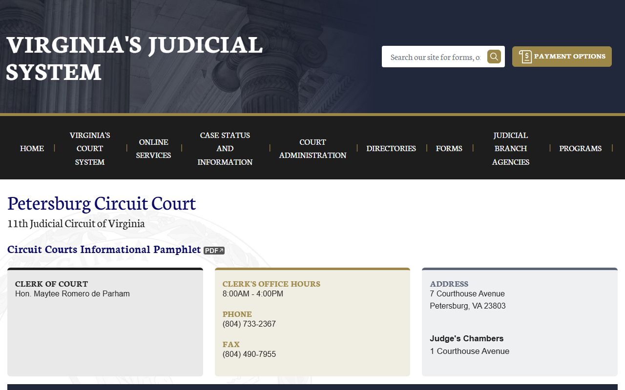 Petersburg Circuit Court docket records portal