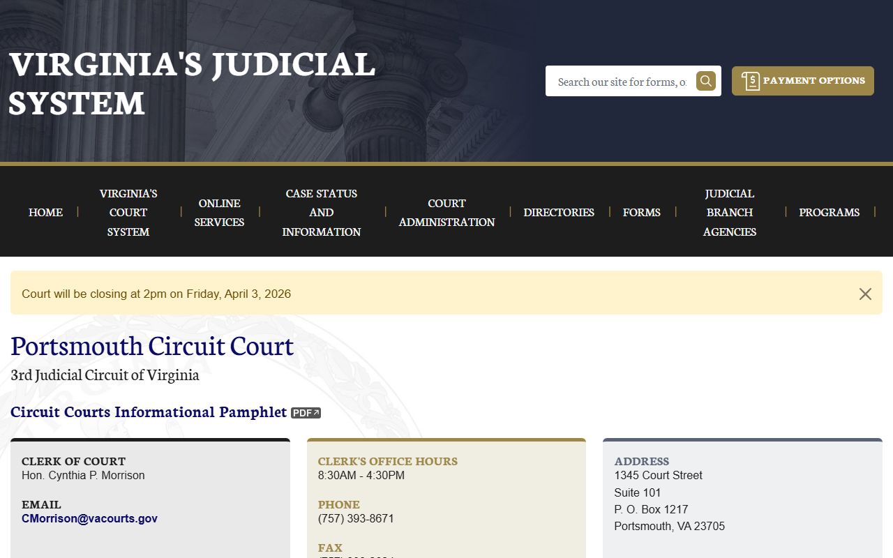 Portsmouth Circuit Court docket records portal