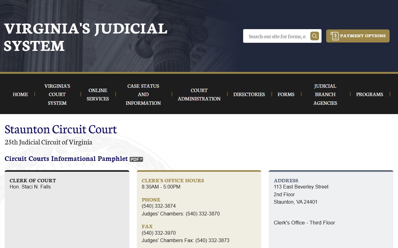 Staunton Circuit Court docket records portal