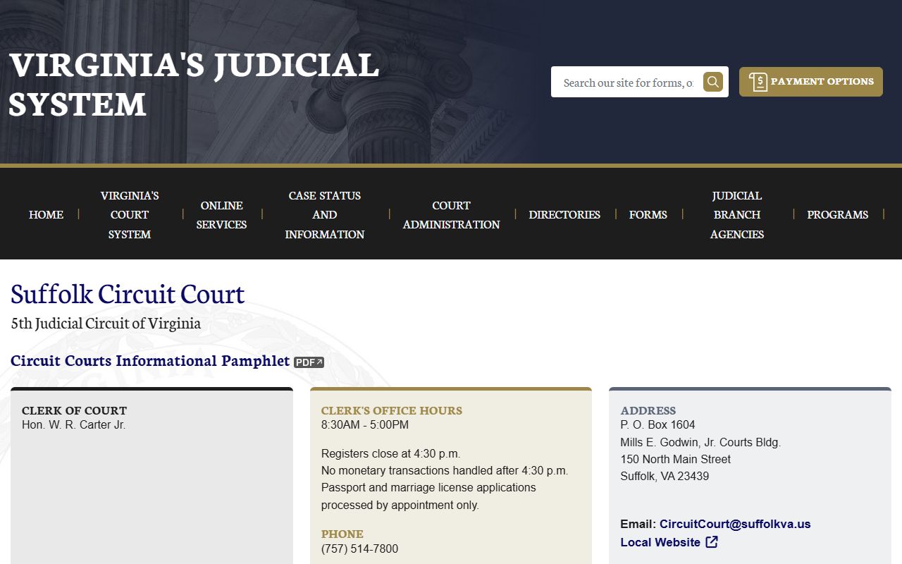 Suffolk Circuit Court docket records portal